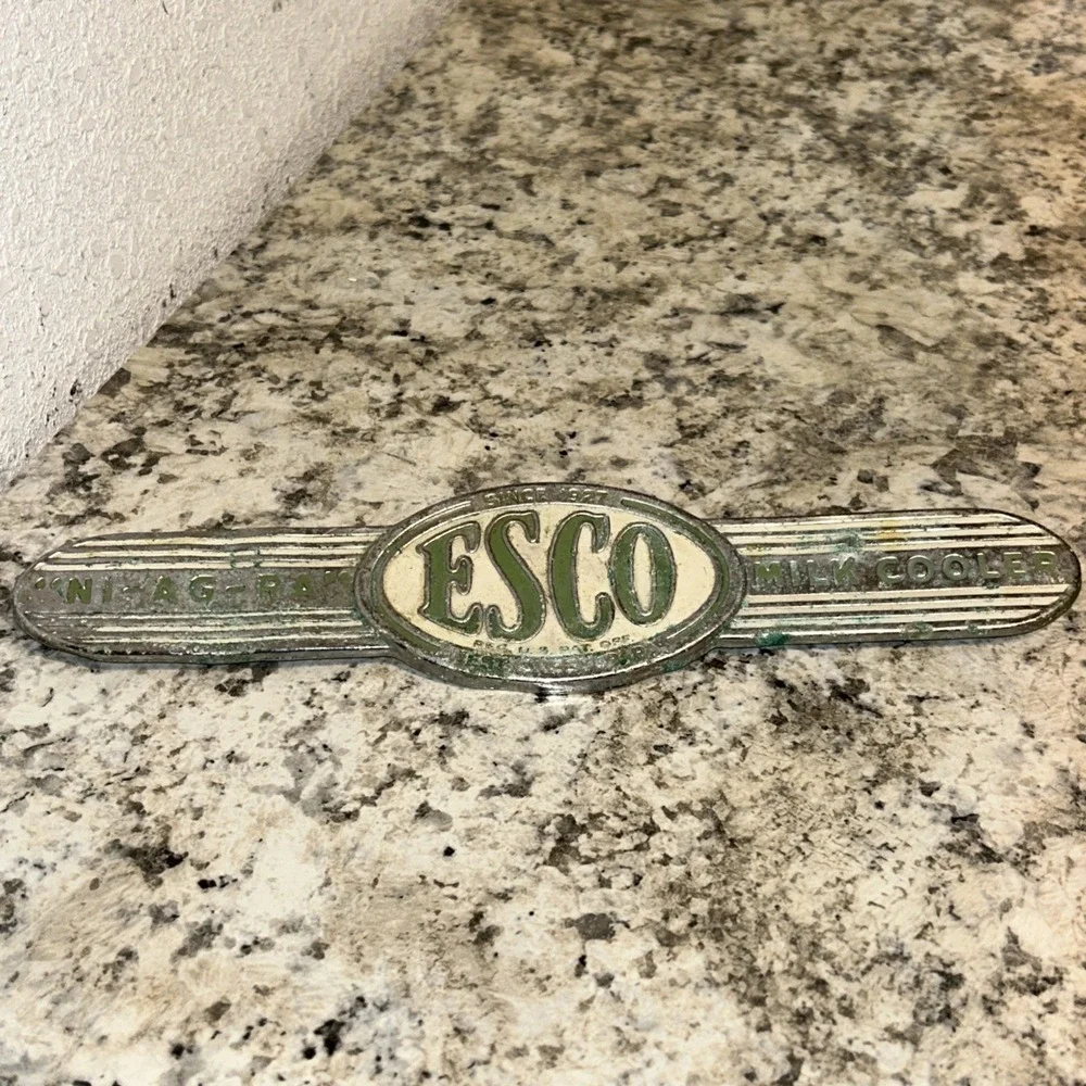 Vintage Esco Home Freezer Metal Badge Emblem Milk Cooler Niagra D2‎